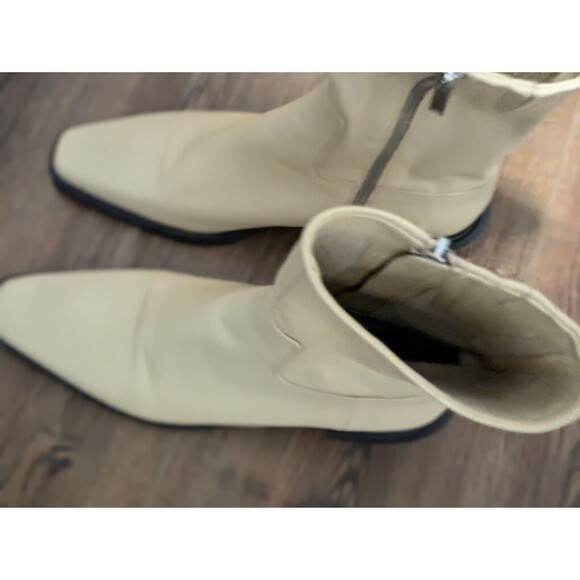 Zara Boot Womens Size 40/9.5 US Cream Square Toe Heel Western - Picture 6 of 7